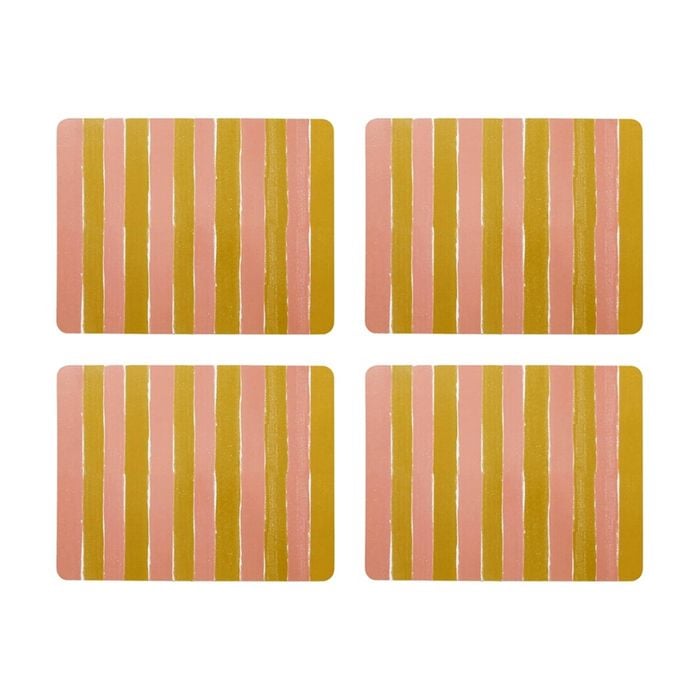 4pc Porto Carnevale Brown/pink Striped Dinner Placemats 34x26.5cm