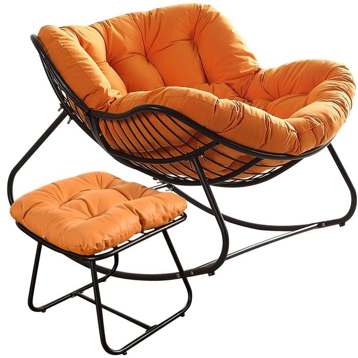 MIUZ Rocking Chair with Footstool Patio Outdoor Egg Rocking Chair