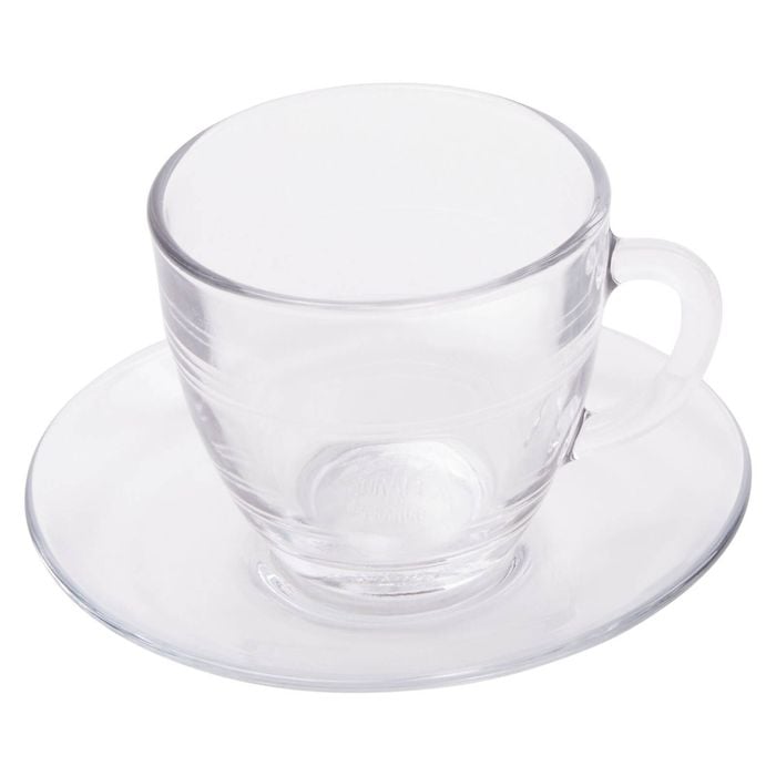 Duralex Gigogne Set Of 6 Clear Cup & Saucer 220ml