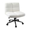 Oikiture Armless Office Desk Chair  Boucle White