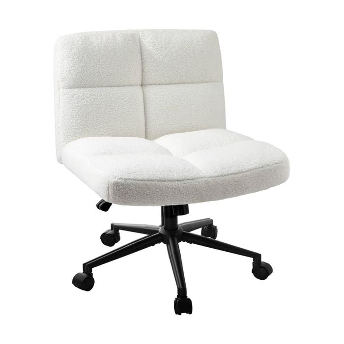 Oikiture Armless Office Desk Chair Boucle White - Bunnings Australia