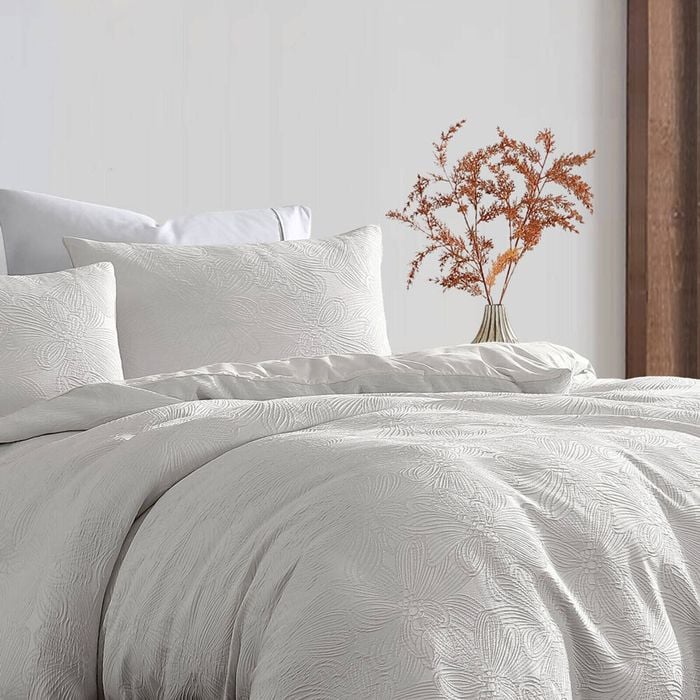 Ardor Boudoir Queen Avena Quilt Cover w/ Pillowcase Set - White