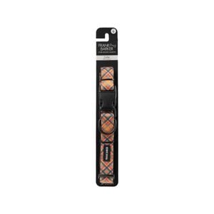 Frank Barker Adjustable 40-65cm Plaid Dog Collar Strap w/ Clasp L Orange