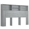 vidaXL Headboard Cabinet Home Organiser Wall Bookcase Shelf Grey Sonoma 160 cm