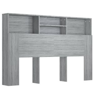 vidaXL Headboard Cabinet Home Organiser Wall Bookcase Shelf Grey Sonoma 160 cm