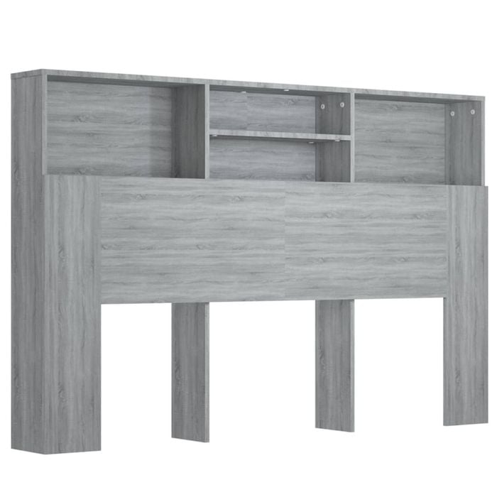 vidaXL Headboard Cabinet Home Organiser Wall Bookcase Shelf Grey Sonoma 160 cm
