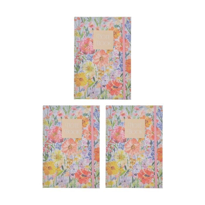 3pk Gibson Gifts Saffron A5 Notebook Stationery Diary Floral Theme