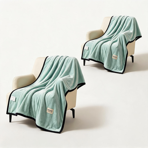 SOGA 2 Pack Mint Green Flannel Polyester Throw Blanket 200x230cm
