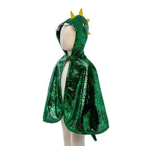 Great Pretenders Sz 2-3 Dragon Hooded Cape Costume Metallic Green Kids 2y+