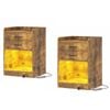 2xsmall Nightstand With Charging Station Led Bedside Table With 2 Drawers & Shelf Walnut