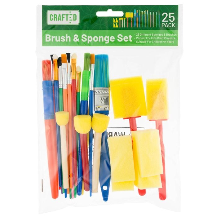 Crafted Assorted Kids Paint Brushes - 25 Pack