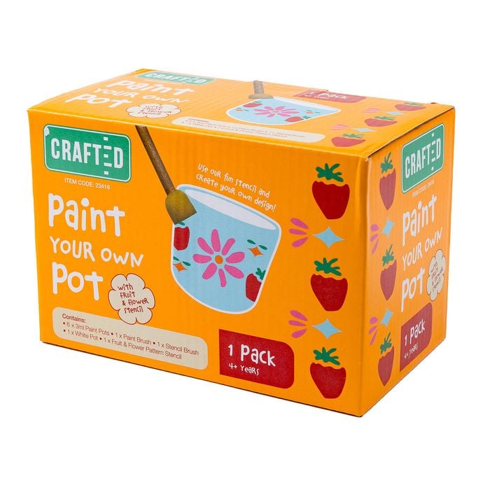 Crafted Paint Your Own Pot with Fruit and Flower Stencil