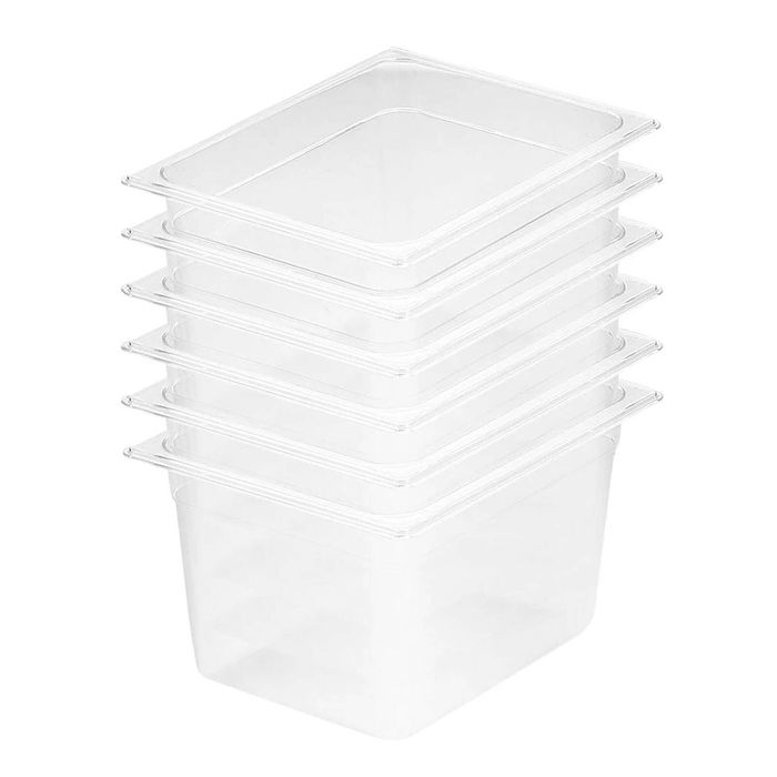 SOGA 1/2 GN Polycarbonate Food Pan 200mm Clear 6 Pack