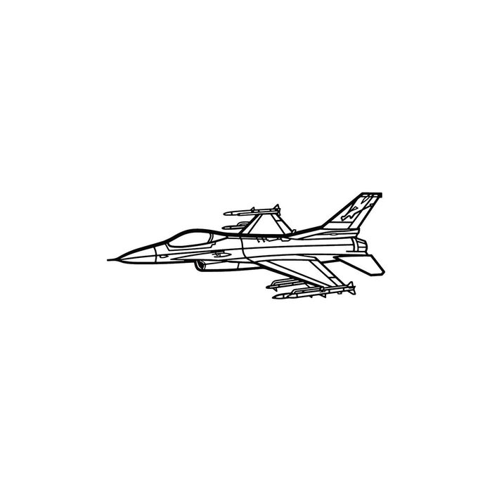 Ignite Laser Lockheed F-16C Fighting Falcon - Multirole Fighter Aircraft Silhouette Metal Wall Art Rustic Metal 47 inch - 120 cm