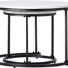 P&P White And Gray Set Of 2 Round Nesting Coffee Tables With Marble Tops And Black Circular Bases
