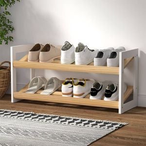 Homfurn Shoe Rack 2 Tier 6 Pairs White Kara