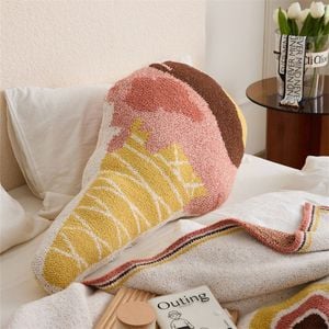 CottonMore Sweet Ice Cream Cone Sherpa Throw Pillow Hug Sofa Plush Cushion
