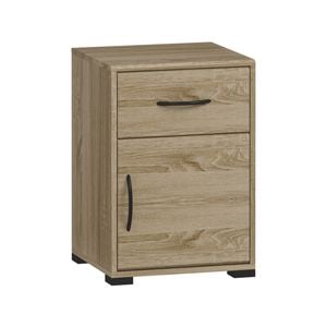 Oak Bedside Table with Door and Drawer