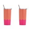 2PK Annabel Trends 500ml Stainless Steel Wave Smoothie Tumbler Orange Hot Pink