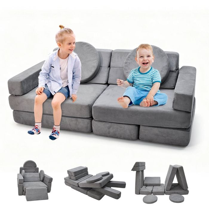 17pcs Modular Kids Play Sofa Toddler Couch High Density Foam Play Block