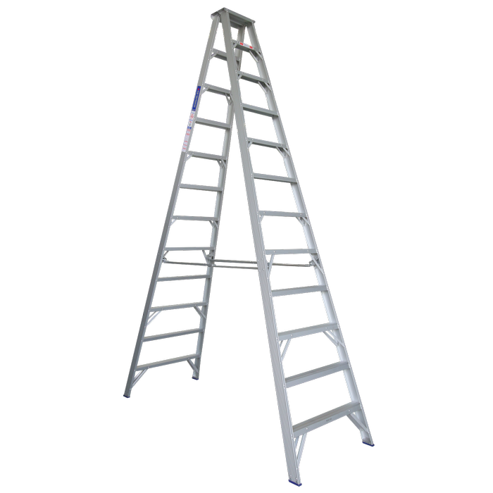 Indalex 3.7m 150kg Pro Series Industrial Aluminium Double Sided Step Ladder
