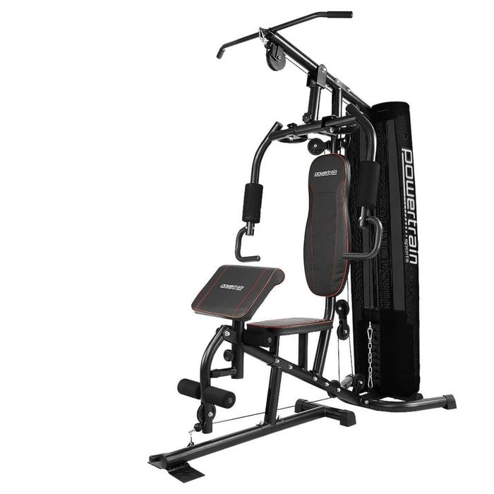 Powertrain Multi Station Home Gym with 68kg Weights Preacher Curl Pad