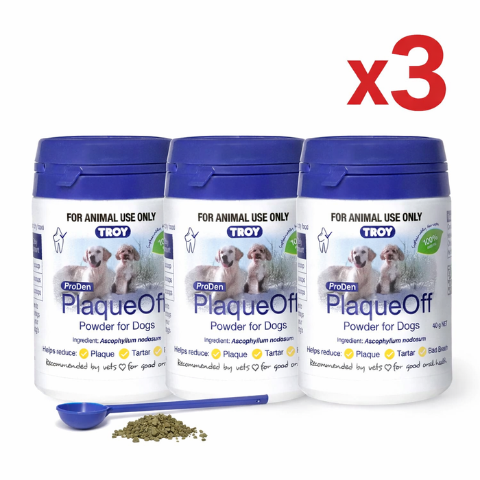 Troy Plaqueoff Powder For Dogs 40 G Each X 3