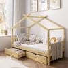 Oikiture Kids House Beds with Drawer Storage(Wooden)