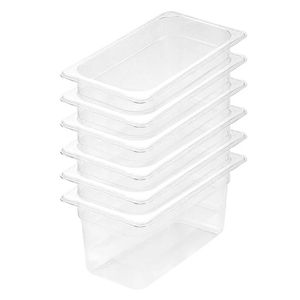 SOGA 1/3 GN Polycarbonate Food Pan 200mm Clear 6 Pack
