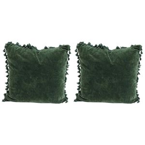 2x LVD Velvet Tassels Cushion Pillow Sofa/Couch Home Decor 50x50cm Square Moss