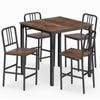 Costway 5-Piece Dining Table Set Counter Height Industrial Kitchen Brown