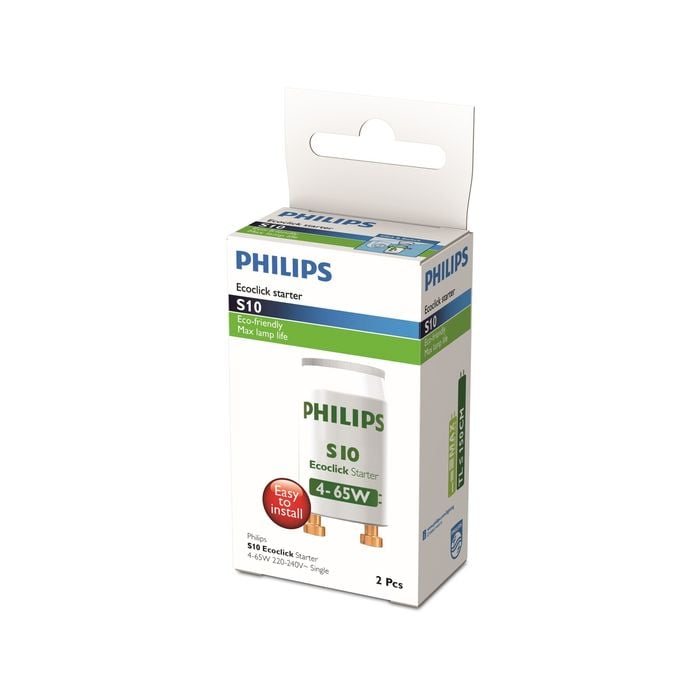 Philips 4-65W S10 Single 2P Green Ecoclick Starter - 2 Pack