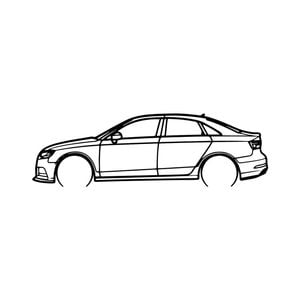 Ignite Laser Audi A3 S Line Silhouette Metal Wall Art Rustic Metal 47inch/120cm