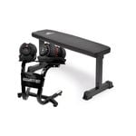 2x Powertrain 24kg Adjustable Dumbbells w/Stand and 10437 Adidas Bench
