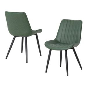 Familand Dinging Chairs Set of 2 Padded Seat Kitchen Living Room Chair Faux Leather in Green