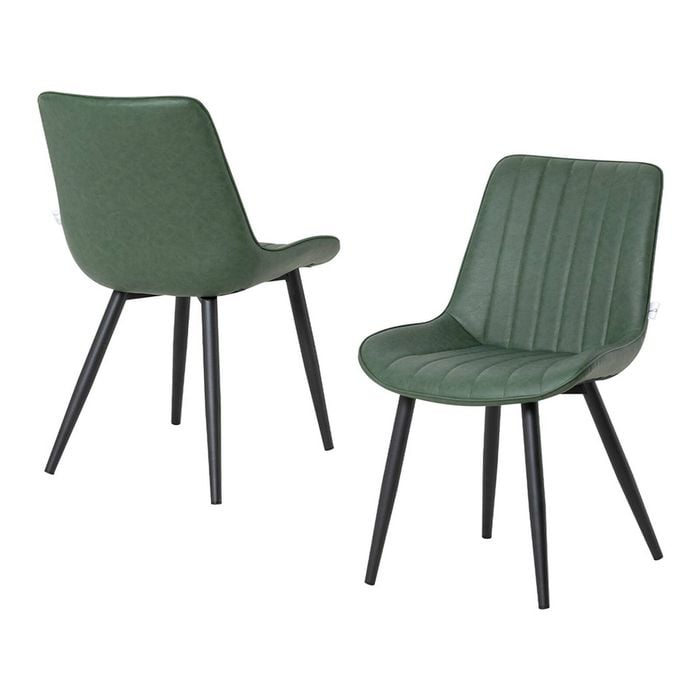 Familand Dinging Chairs Set of 2 Padded Seat Kitchen Living Room Chair Faux Leather in Green