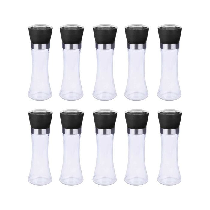 10x 180ml Glass Salt Or Pepper Grinder 18cm - Adjustable Ceramic Core Tall Mill