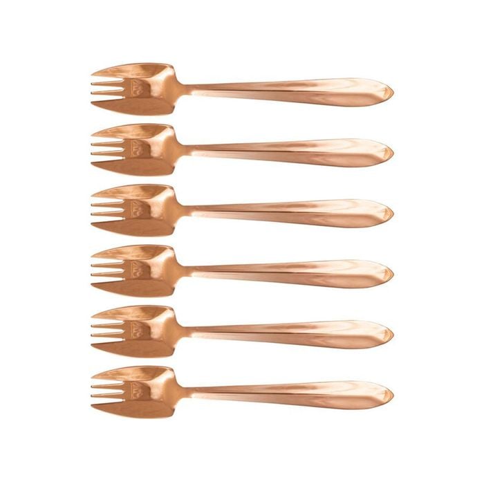 Label Rose Gold 6 Piece Cutlery Box Set Mirror 20x13.6x3.7cm Black Splayd