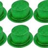 6x Glitter Top Hat Fancy Party Plastic Costume Tall Cap Fun Bulk Green