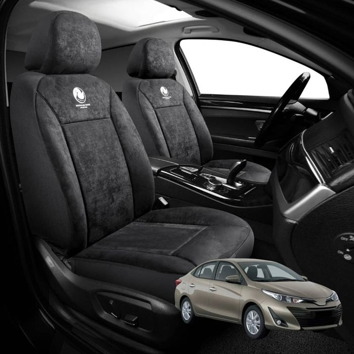 Australian Goose Edition Front Seat Covers for Toyota Yaris 2020 - Current - Suede, Universal Fit - Black