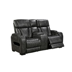 2R Electric Recliner LED Air Leather Dark Grey