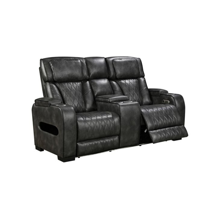 2R Electric Recliner LED Air Leather Dark Grey