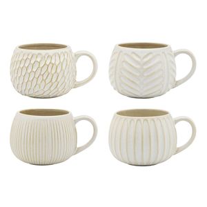 Ecology Fossil Set Of 4 330ml Mugs - Chalk