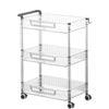 Catzon Clear Utility Cart with Wheel Handle Detachable for Bathroom Kitchen-3 Tier