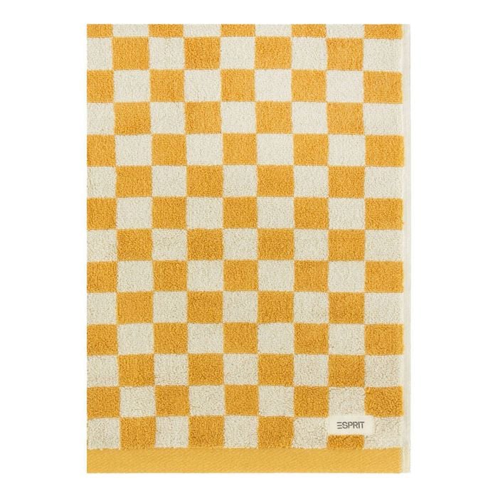 Esprit 550GSM Zenith Bathroom Cotton Face Towel Checkered Honey Yellow
