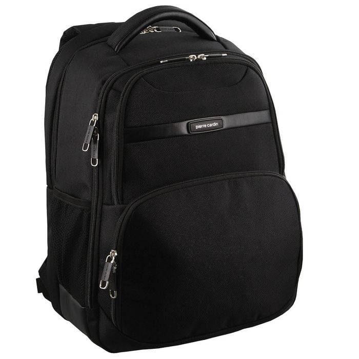 Pierre Cardin 30L Large Backpack  w 15" Laptop Sleeve Travel Luggage RFID Black