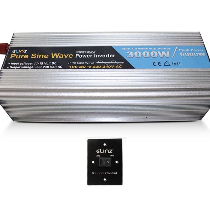 Elinz Pure Sine Wave Power Inverter 3000W/6000W 12V-240V AUS Plug Remote Control - With Remote Control | Pure Sine Wave | 12V