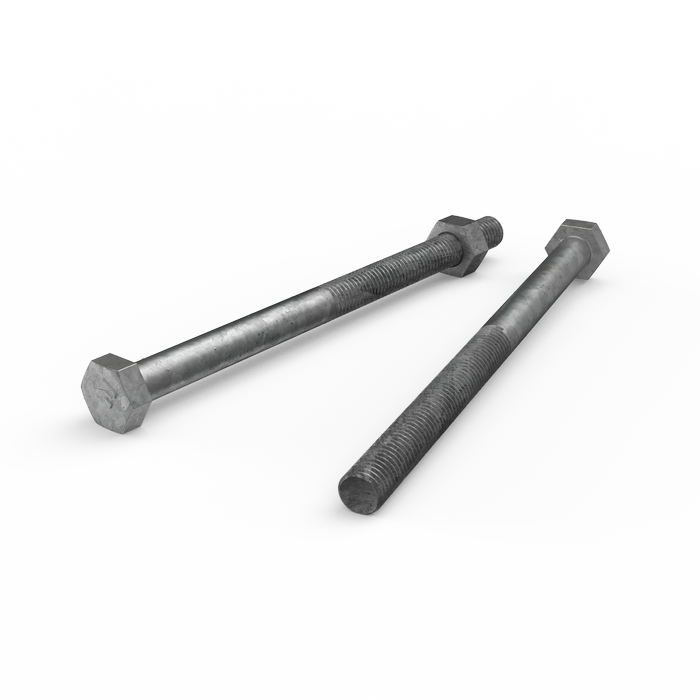 ZENITH M10 x 150mm Hot Dip Galvanised Hex Head Bolts and Nuts - Each