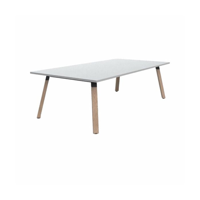 Olg Plantation Boardroom Table 4 Leg Solid Oak Frame White Top L2400mm X W1200mm