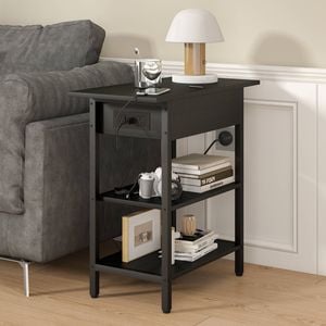 Ufurniture Side Table Sofa End Table Flip Top Night Stand Bedside Table 60*30*60cm Black
